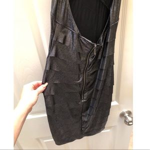 BEBE metallic halter dress